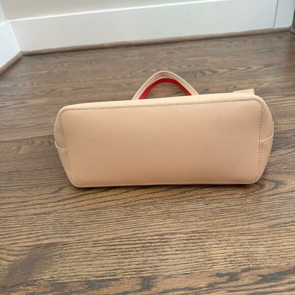 Kate Spade Lida Scotts Place Cream/Taupe Red Interior Leather Tote - Picture 6 of 12